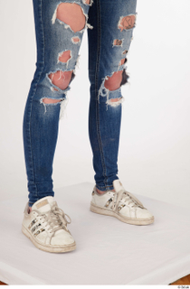  Olivia Sparkle blue jeans with holes calf casual dressed white sneakers 0008.jpg